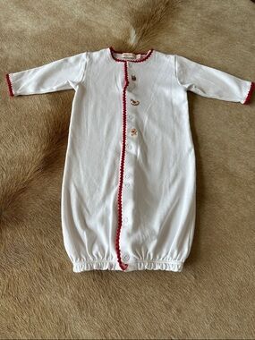 Baby Club Chic Classic White Baby Sleep Sack with Red Trim Christmas embroidered